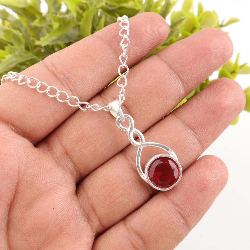 Schmuck mit rosa Rubellit-Edelstein, Anhänger aus massivem 925er Sterlingsilber, wunderschöner Silberanhänger, handgefertigter Heilanhänger für Damen
