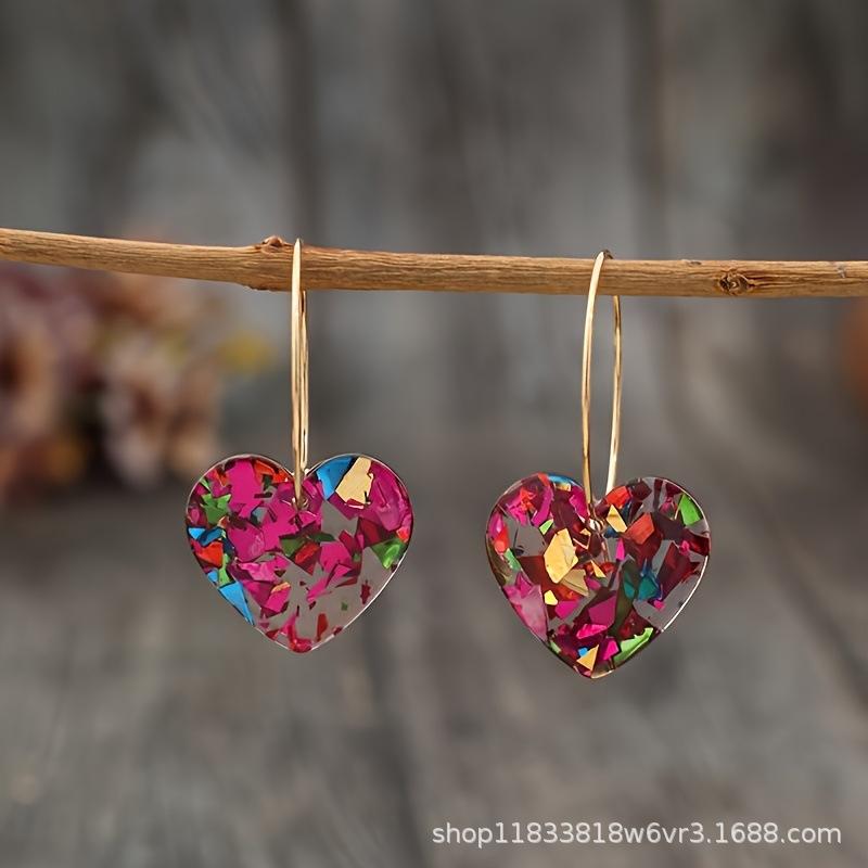 Korean version of fashion gradual change heart earrings temperament personality lady earrings jewelry