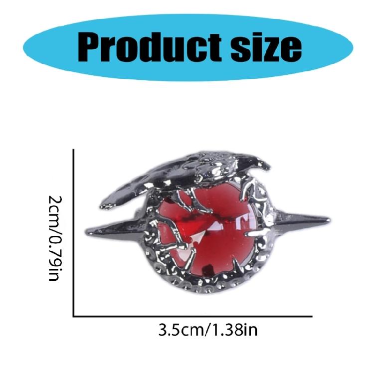 1 Set Krähen-Brosche mit passendem Anhänger-Halskette Hals Schmuck Rot Zirkon Design für Anime-Liebhaber und Trendsetter