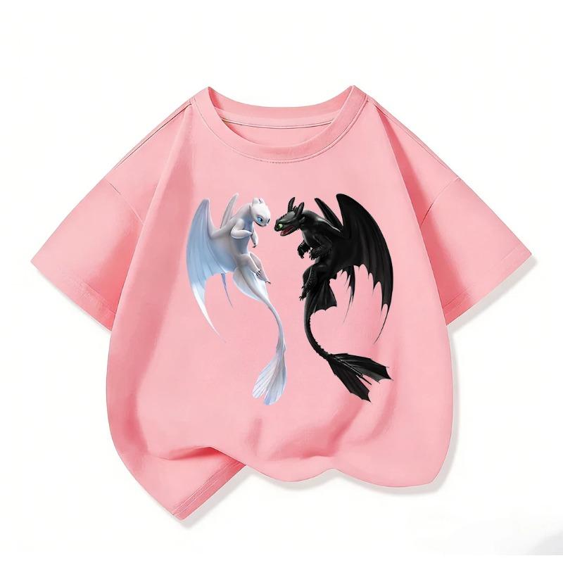 Relaxed Fit Children Short Sleeve T Shirt Kawaii Round Neck Lovely How To Train Your Dragon Graphic Street Style 3 To 14
