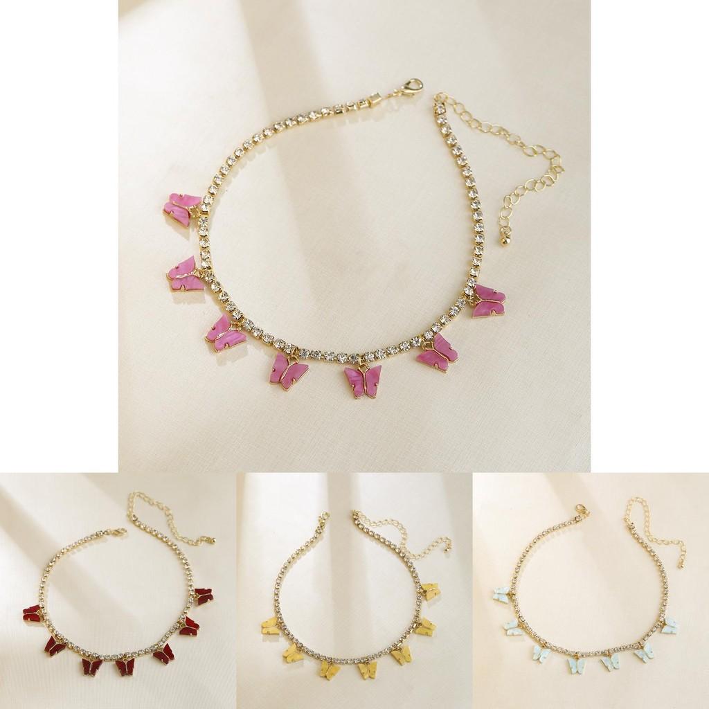 Snygg Flerfärgad Fjärilshänge Halsband Trendig Minimalistisk Choker För Kvinnor