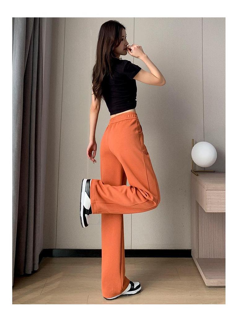 Women's High Waist Loose Candy Color Wide Leg Pants - Versatile Slim Fit for Spring and Autumn