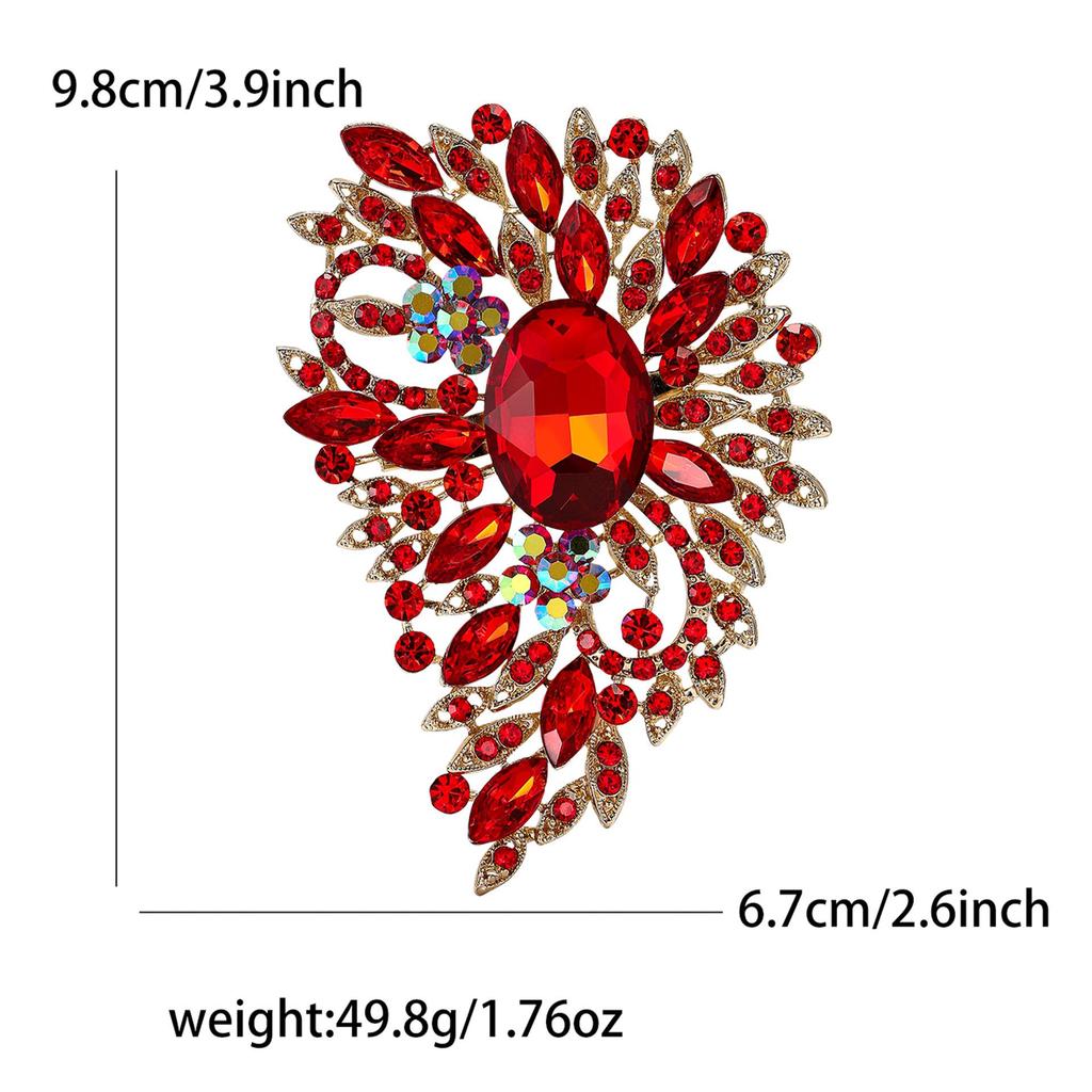Women's Rhinstone Alloy Brooch - Large Glass Corsage Pin for Suits