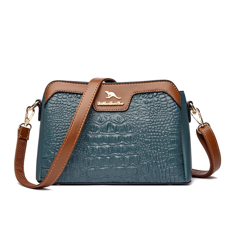 Geantă de umăr din piele de crocodil pentru femei, geantă mică de tip messenger