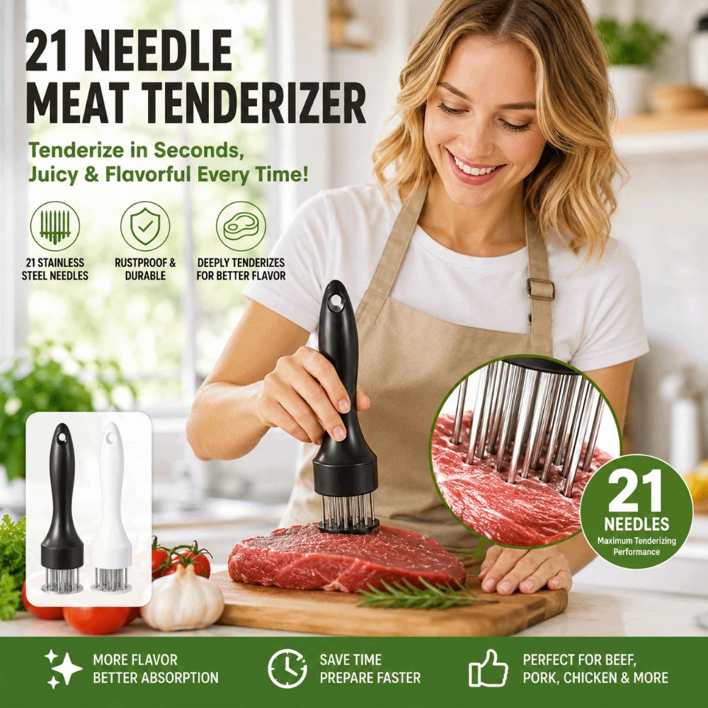 2-in-1 Meat Needle Meat Mallet 21-Pin Steak Tenderizer Quick Meat Tenderizer Tool For Beef