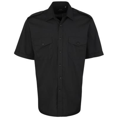Camisa masculina de manga curta piloto simples de trabalho