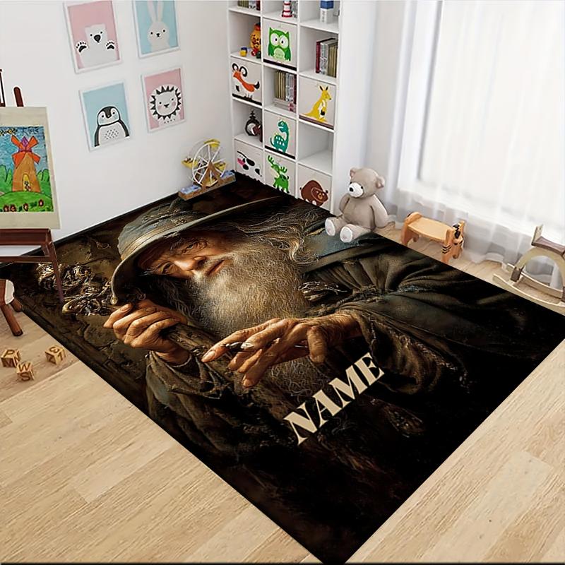 Custom Name Wizard's Ancient Wisdom Carpet Rug Customizable Soft Washable Anti-Slip Home Living Room Sofa Mats Personalized Rug. 090961