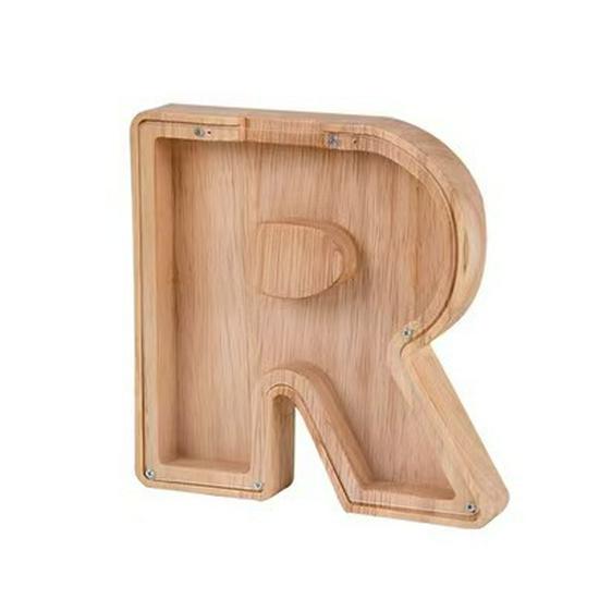 Wooden & Acrylic Money Box: Transparent 26-Letter Savings Bank for Kids