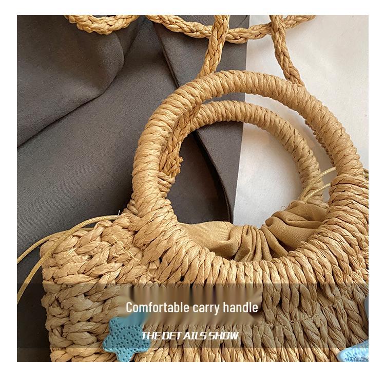Island Resort Starfish & Shell Handwoven Straw Crossbody Bag