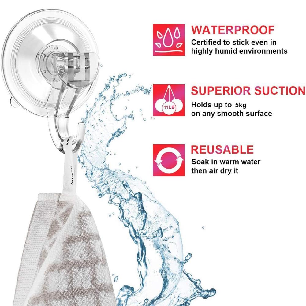 Home Kitchen Heavy Duty Seamless Clear Plastic Smooth Sucker Wall Hangers Holder Suction Hooks