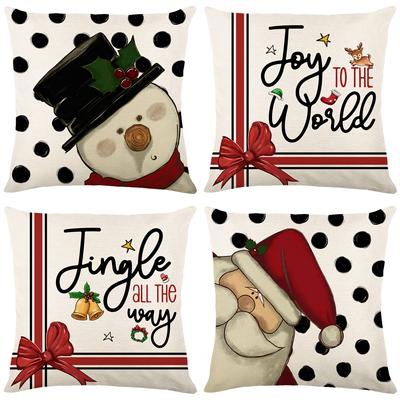 Christmas Pillow Cover Snowman Letters Flax Print Home Living Room Sofa Cushion Pillow Cover