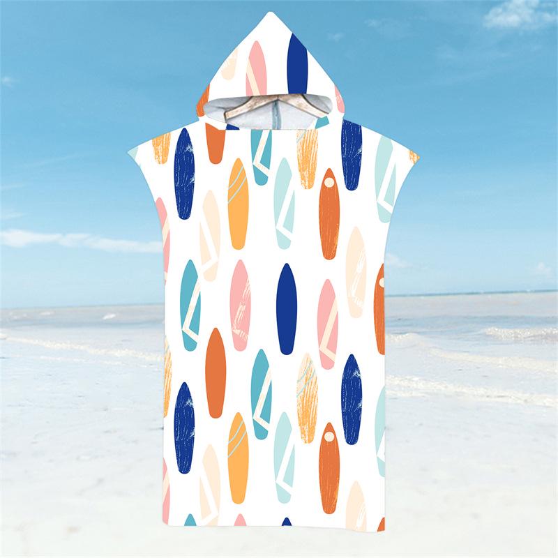 Microfiber Quick-Dry Hooded Beach Poncho Bathrobe for Adults