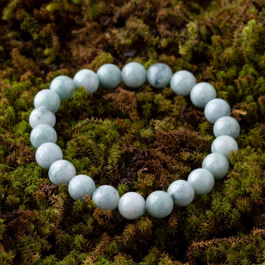 15cm Jadéite Naturelle Itoigawa Japonaise Jomon Pierre de Pouvoir Certificat Paulownia BR0239 (perles 8mm, taille) Bracelet, Bleu, Beau, Pierre,