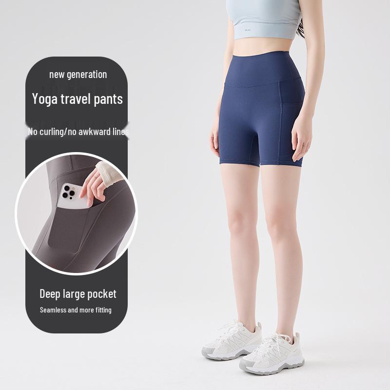 

Women s Pocket Yoga Shorts with Tummy Control and Butt Lifting - Summer Ice Silk Shark Pants, Base Layer Five-Point Cycling Shorts. M (90-105 lbs)