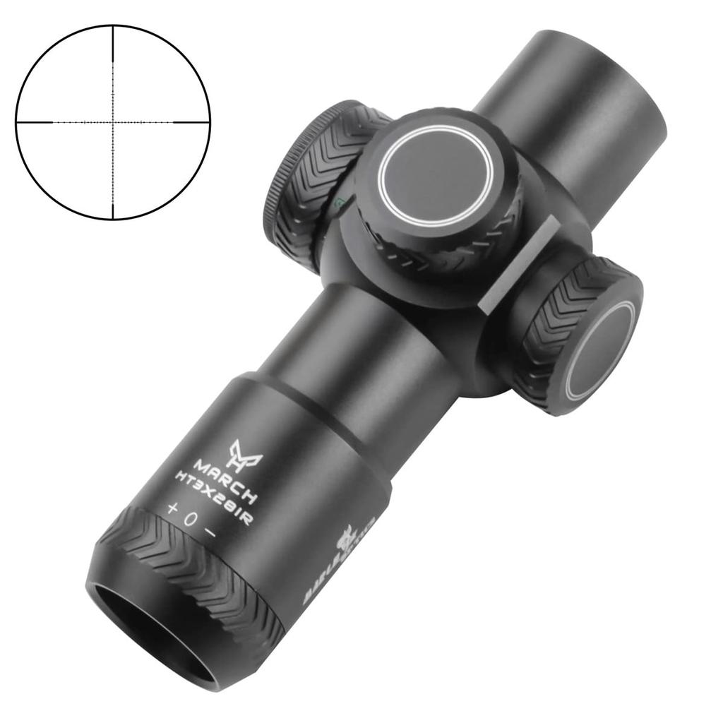 T-EAGLE 3x28IR Fixed Magnification Short Rifle Scope with Sight and 20mm High Mount Ring (Black)