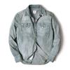 Western Denim Shirt for Long Sleeves US American Men, (snap Button, Cotton, Casual) (medium Size, Bleached)