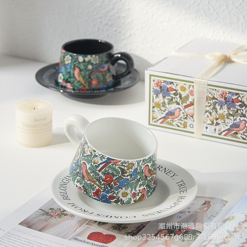 3-teiliges Set Luxus Keramik Kaffeetasse & Untertasse Set, Elegante Nachmittagstee Latte Tassen, Boutique-Geschenk für Zuhause, Minimalistisches Design