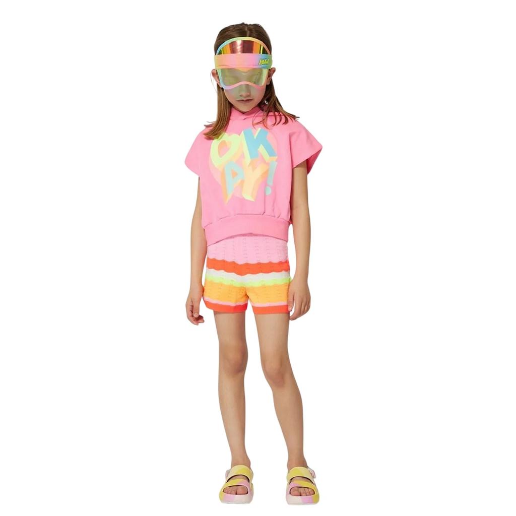 Billieblush Girls Crochet Wave Stripe Shorts