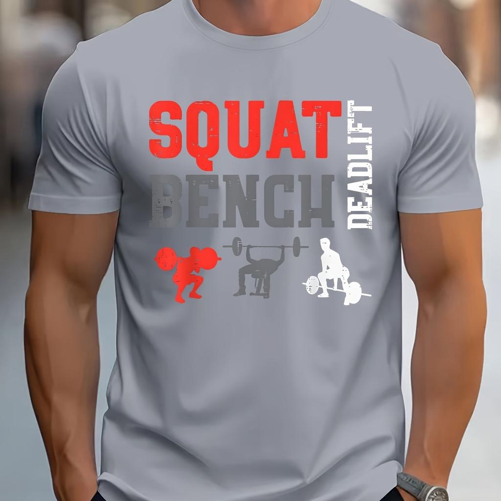 MenS Cotton TShirt Squat Bench Deadlift Graphic Soft Breathable Casual Workout Tee for Gym Strength Training for Men Women