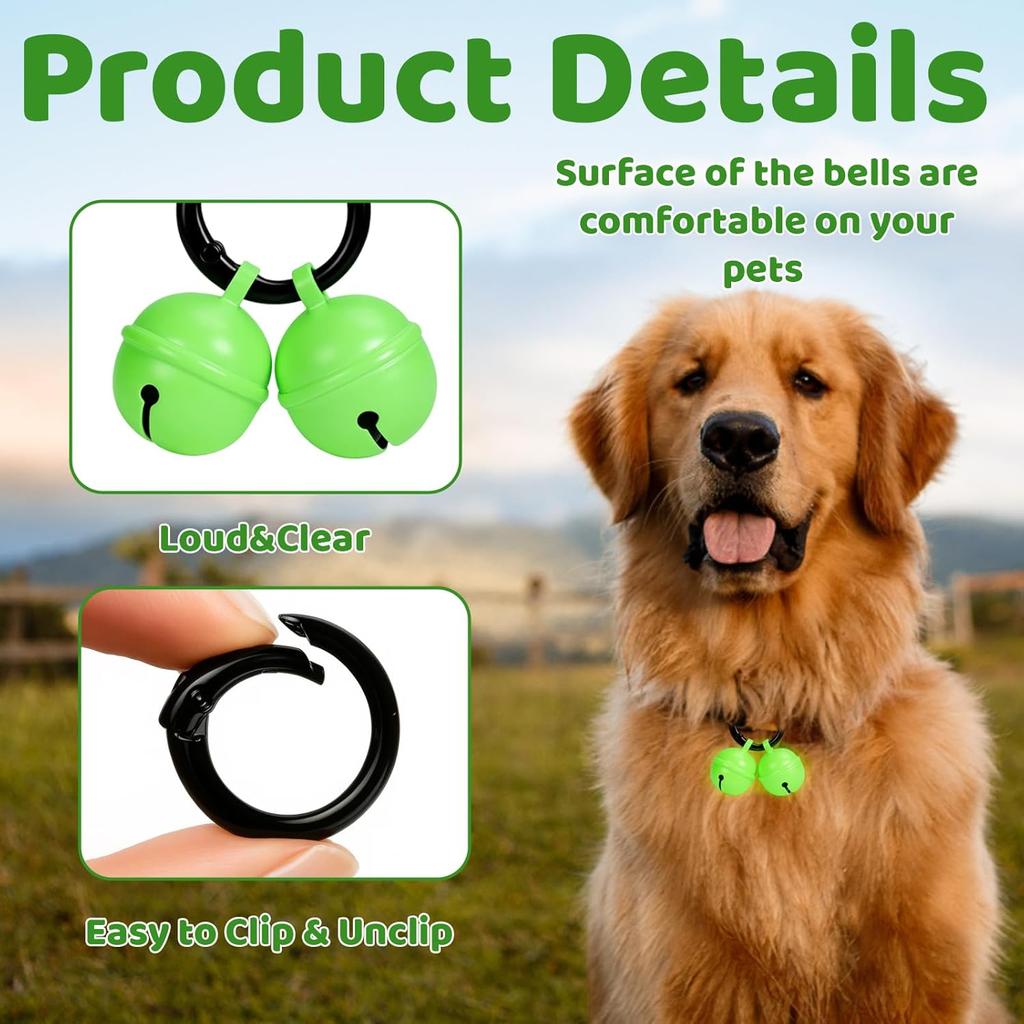 Dog Collar Bell, Loud Cat Bells for Collar, Glowing Pet Tracking Bell with Durable Copper Design, Night Light Reflective for Wildlife Protection
