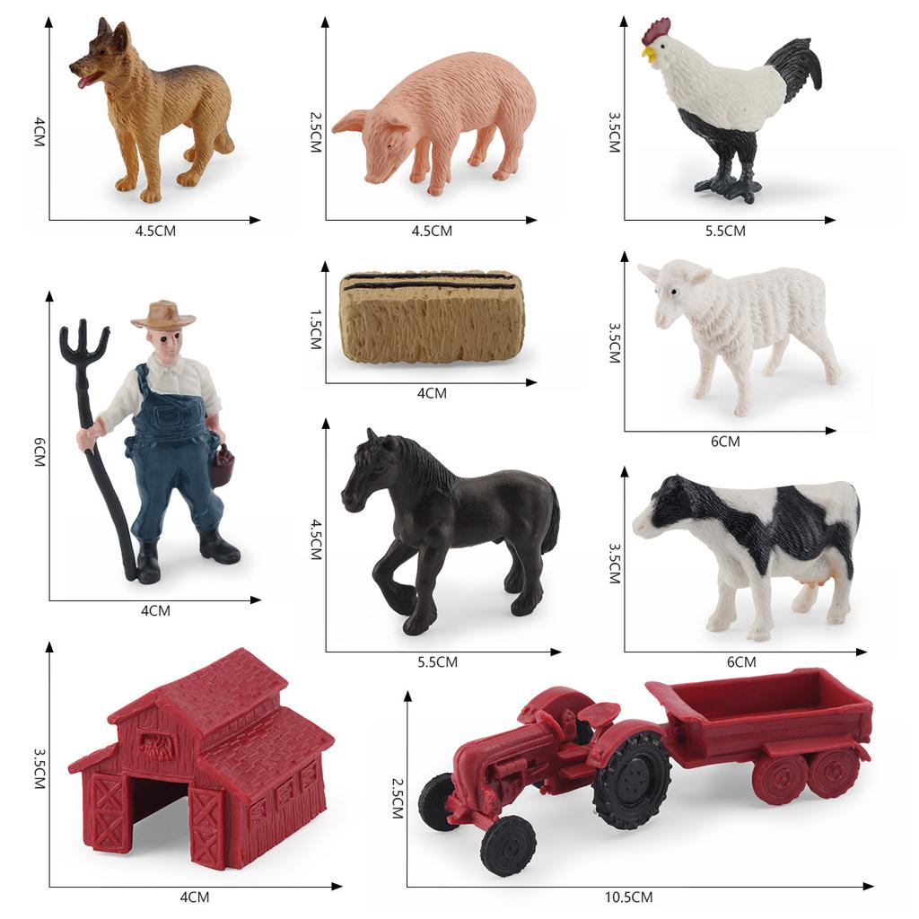 Simulated Shepherd Sharma Holstein Cow Rooster Pig Farm Life Scene Model Static Ornament Toy