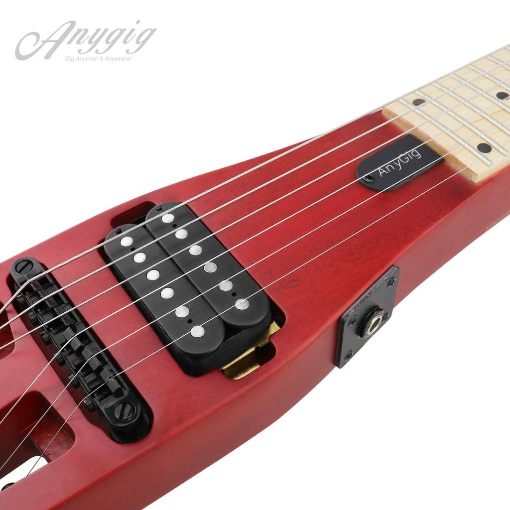 Anygig Portable Travel Electric Guitar, 82cm, 1.6kg, Brown, Sapele 25.5 Full-Scale, Right-Handed, with Gig Bag