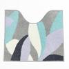 Oka Art Leaf Toilet Mat and Lid Cover Set of 4, Easy To Apply, Deco Lid Cover (Gray Blue)