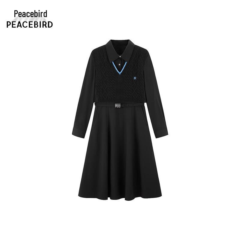 Peacebird Sweater Spliced Shirt Dress XS чёрный
