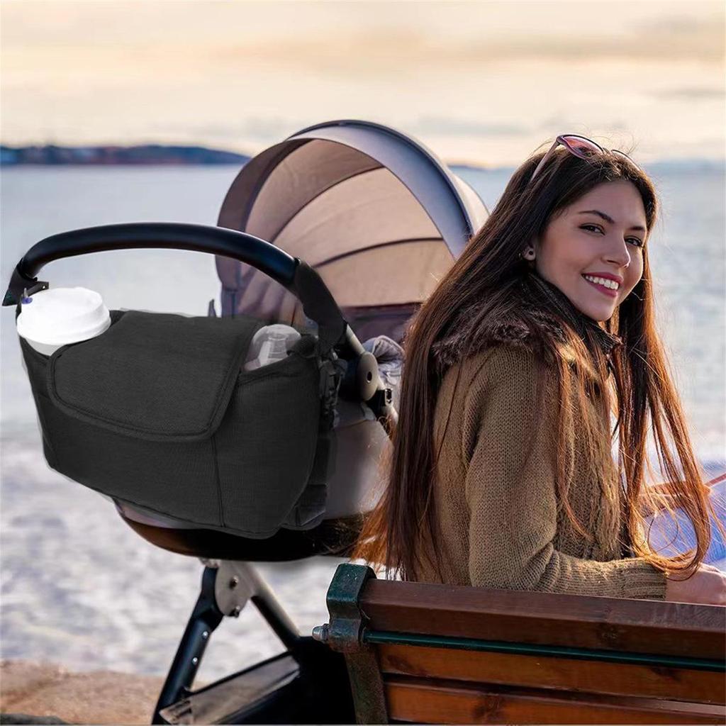 Multifunctional Baby Stroller Organizer - Large Capacity Mummy Shoulder Bag with Milk Bottle Holder
