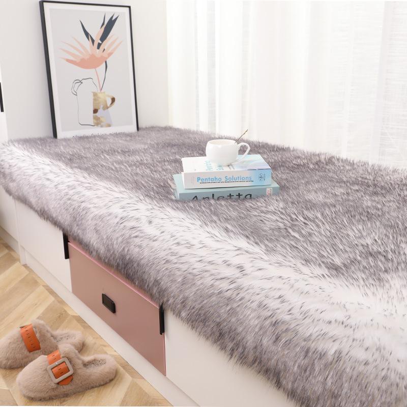 Mehrfarbiger rutschfester dekorativer Schlafzimmerteppich - Imitationswolle, Hochflor, Weiche Bodenmatte für Zuhause und Erker