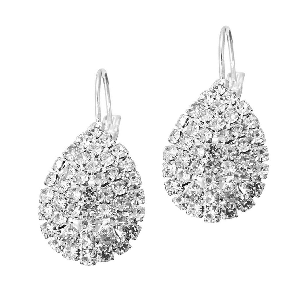 Damen-Ohrstecker, elegant, glänzend, Wassertropfen, Strass, Klauenhaken, Schmuck