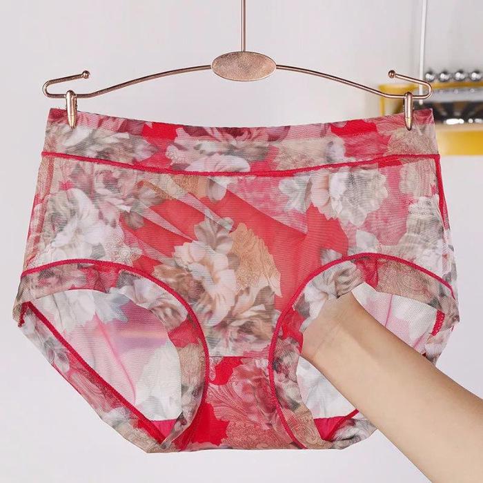 

Кружевные трусики средней длины: Женское нижнее белье с принтом, дышащее, утягивающее живот и бедра M