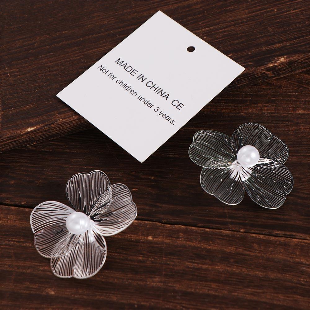 Imitație de perle cercei flori mari cu perle de argint cercei cu flori exagerate bijuterii de petrecere