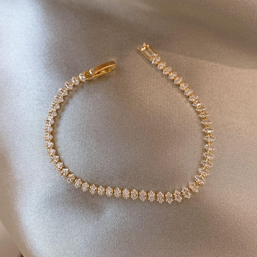 Gold Silver Sparkling Bracelet Rhinestone Diamond Bracelet Zircon Chain Bracelet  For Gala Dinners