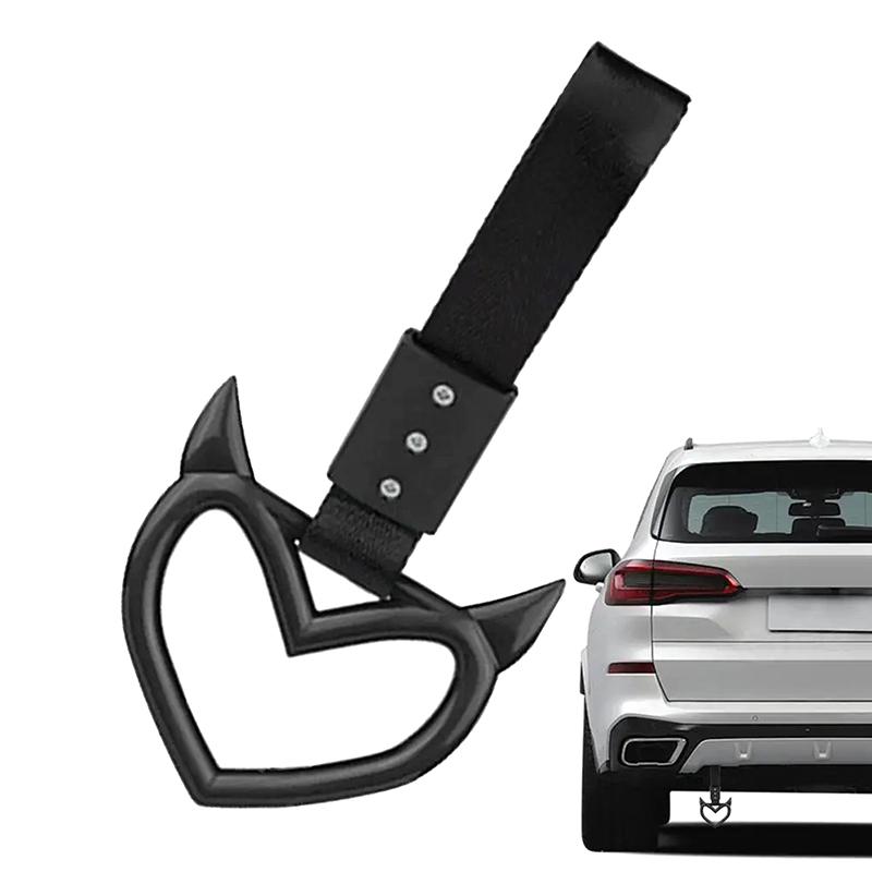 1Pcs Newhandle Ring Heart Train Bus Hand Strap Styling Drift Charm Car Warning Tow Strap Hook Sticker