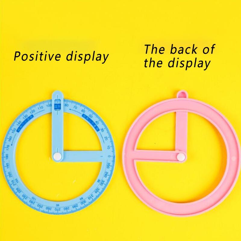 Cute Full Circle Goniasmometer Rotating Protractors Plastic for Boys Girls Students Stationery Office School Supplies