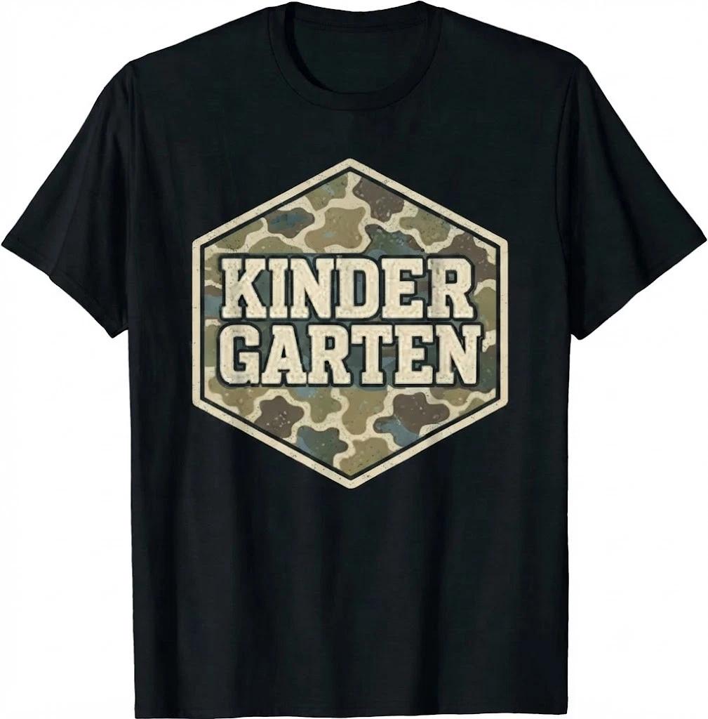 Retro Back To School Boys Old Camo Kindergarten T-Shirt 3XL