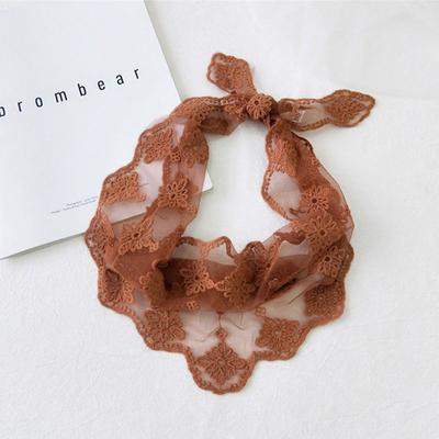 Summer Fashion Transparent Lace Embroidered Triangle Scarf Women's Hollow Scarf  Floral Scarf for Women