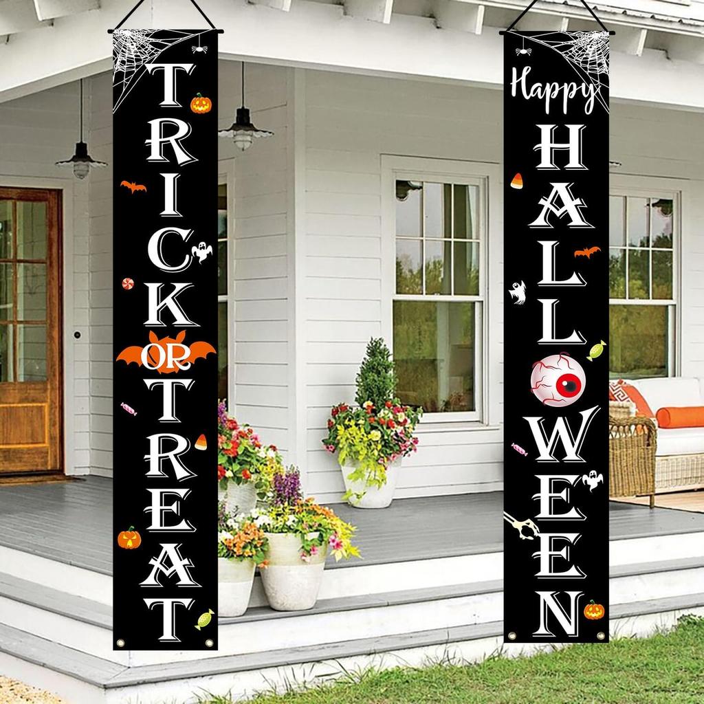 VIKAMA Halloween TRICK OR TREAT Banner Porch Sign Decoration Home Indoor Outdoor Wall Party Decoration