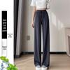2025 Women's Summer Ice Silk Wide-Leg Floor-Length Pants - Thin, Loose, Slimming, Casual Straight Leg Fit