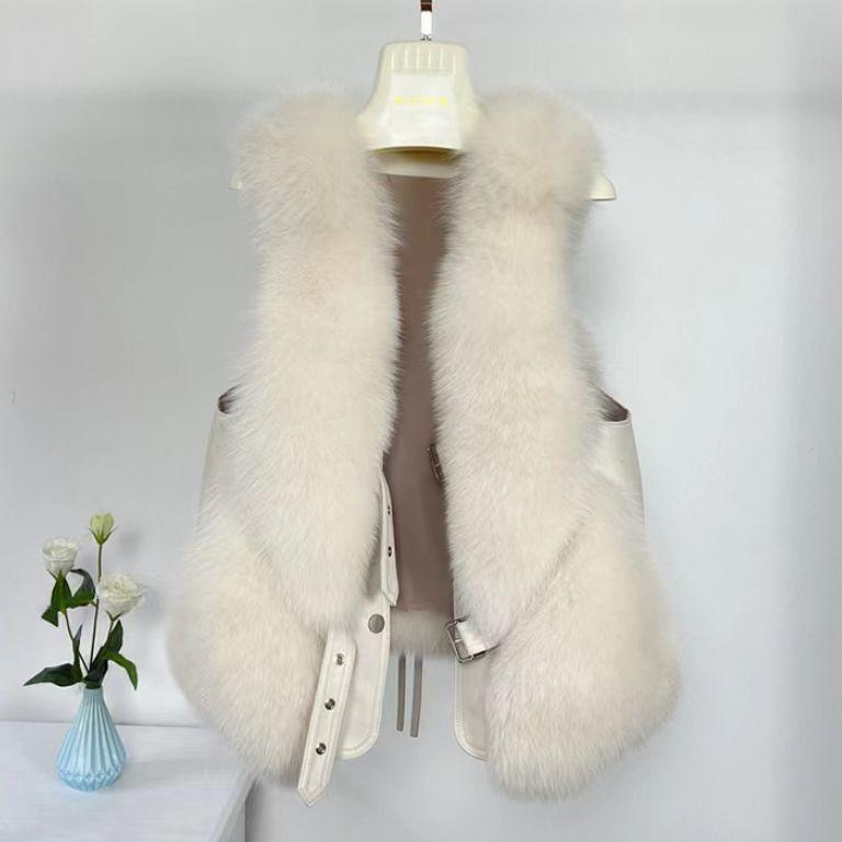Imitation Fox Fur Autumn and Winter Vest Daughter Short Stitching Solid Color Jacket Waistcoat Fur Jacket Women