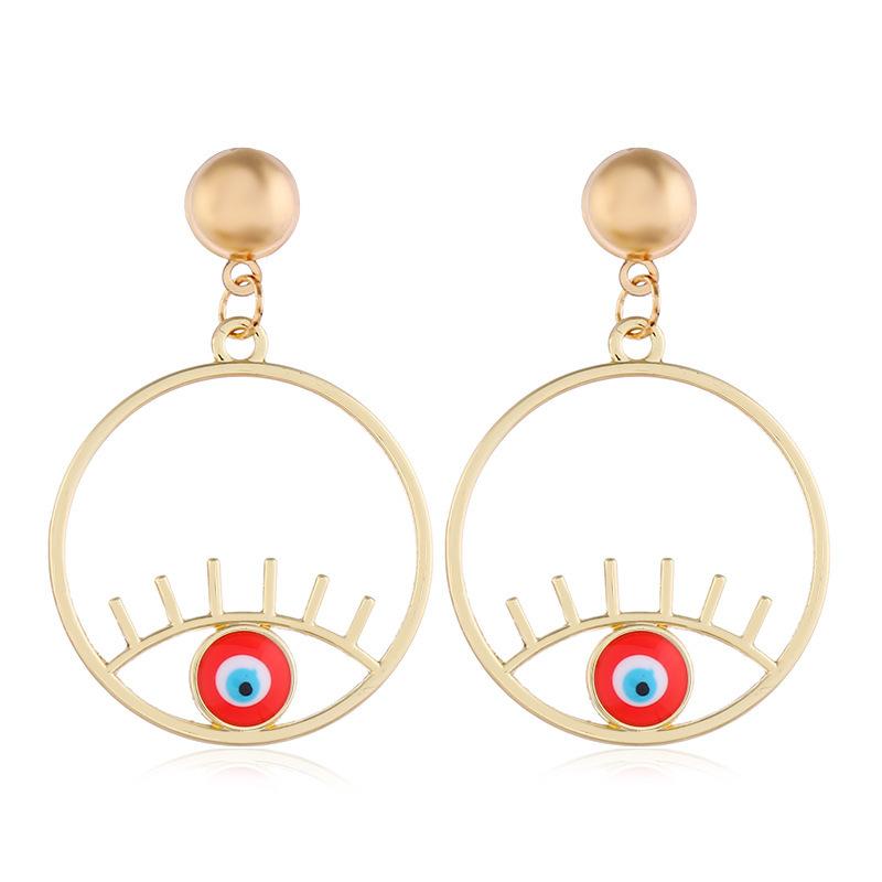 

RUI RUI YU Персональные красочные серьги с глазами-глазами преувеличенные металлические круглые серьги 1 пара красный