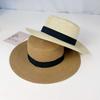 Panama Lafite Flat Top Straw Hat Summer Tourism British Simple Shade Sun Hat Beach Eaves Straw