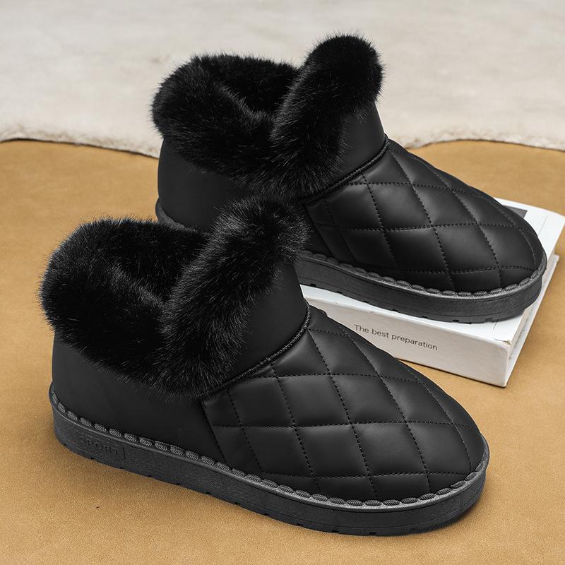 Thick-soled snow boots winter new short tube thickened velvet warm waterproof and non-slip moisture cotton shoes