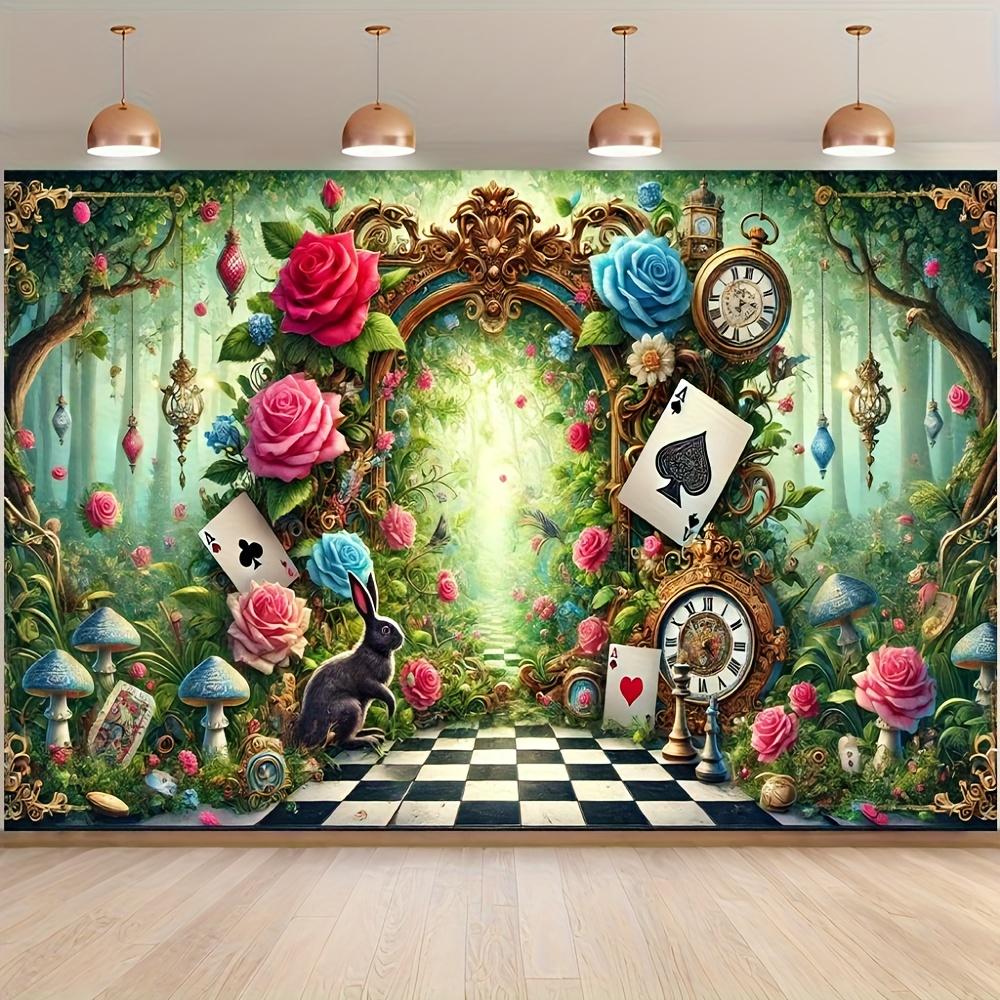 Anime Alice In Wonderland Hanging Carpet Wall Tapestry Decor Aesthetic Room Decor Wall Cloth Party Hanging Background Room