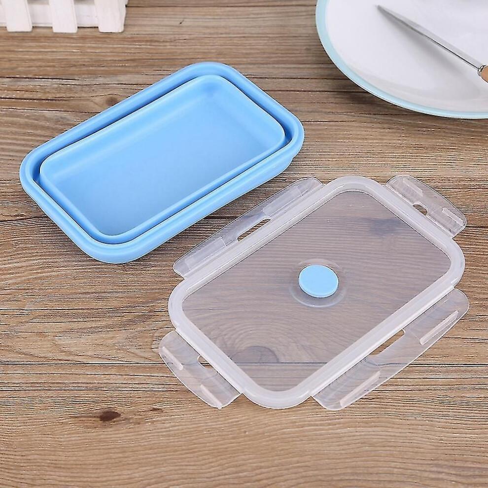 800ml Silicone Collapsible Portable Lunchbox Bowl Folding Food Storage Container Blue