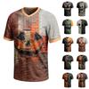 Men's Short Sleeve V-Neck T-Shirt with Halloween Print for Casual Daily Wear