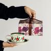 OLOEY Vintage Red Bone China Coffee Cup & Saucer Set