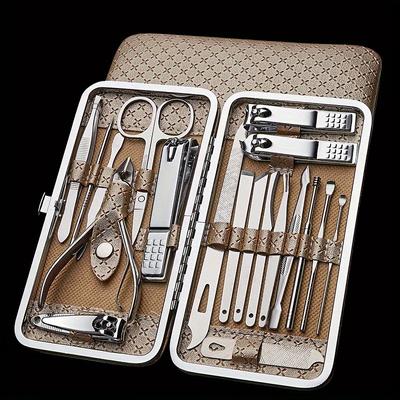 8/19PCS Professional Manicure & Pedicure Set Modern Style Alloy Steel Fingernail Clippers with Straight Blade Edge, Cuticle Nippers & Tools