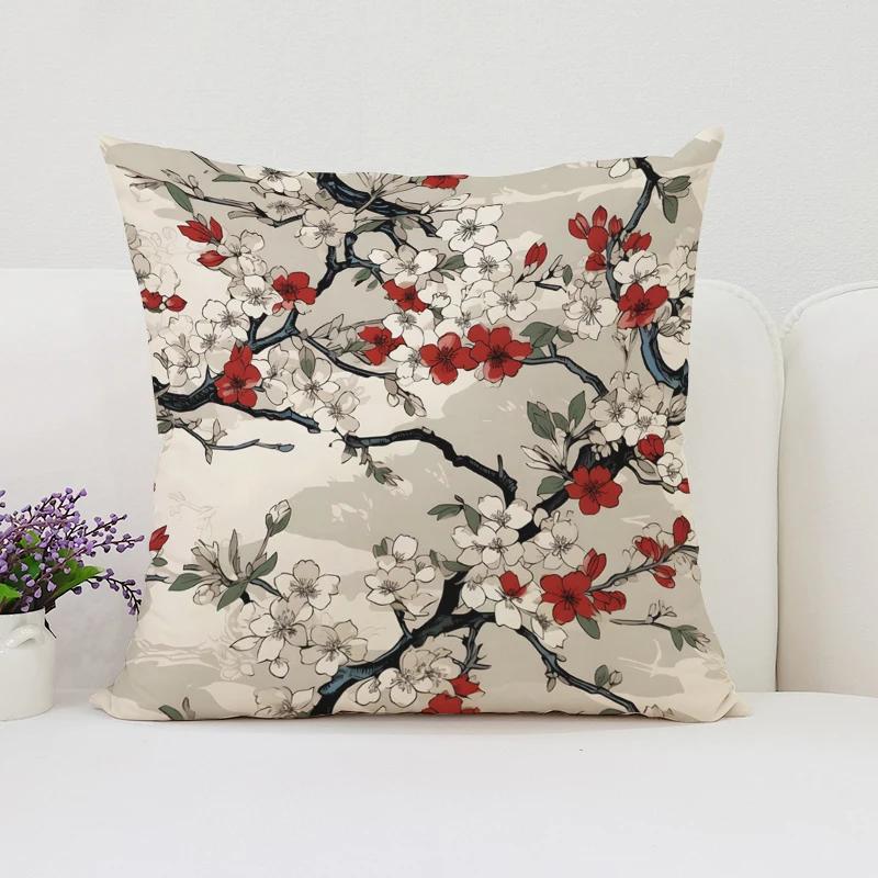 Cushion Covers for Decorative Cushions Japanese Cherry Blossom Pillowcases for Pillows 45x45 Luxury Cushion Cover Pillow Cases